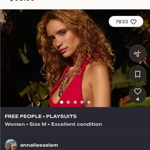 Free People Vibrant Red Halter Playsuit